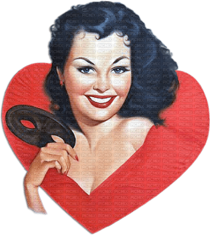 soave woman vintage heart mask Valentine's day red - PNG gratuit