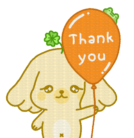 puppy thank you balloon - GIF animado gratis