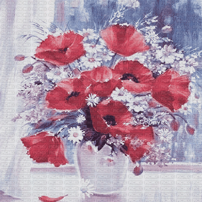 soave background animated vintage  flowers poppy - Nemokamas animacinis gif