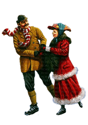 pareja  invierno navidad dubravka4 - png ฟรี