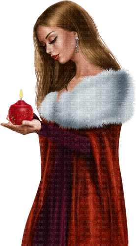 Woman with a candle. Red cloak. Leila - besplatni png