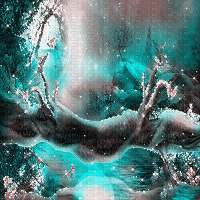 dolceluna forest pink teal animated background - Δωρεάν κινούμενο GIF