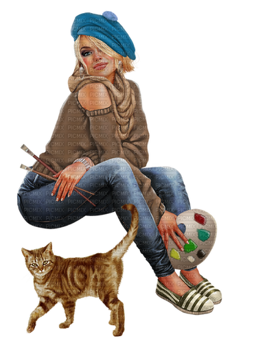 Woman. Cat. Leila - kostenlos png