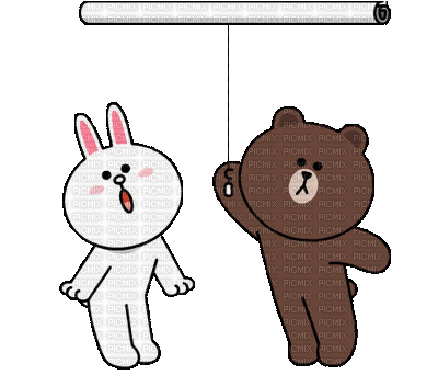 brown_&_cony love bunny bear brown cony gif anime animated animation tube cartoon liebe cher heart coeur - Free animated GIF