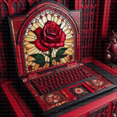 Red Rose Laptop - darmowe png