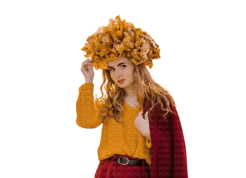 autumn girl hat woman kikkapink png leaves crown - безплатен png