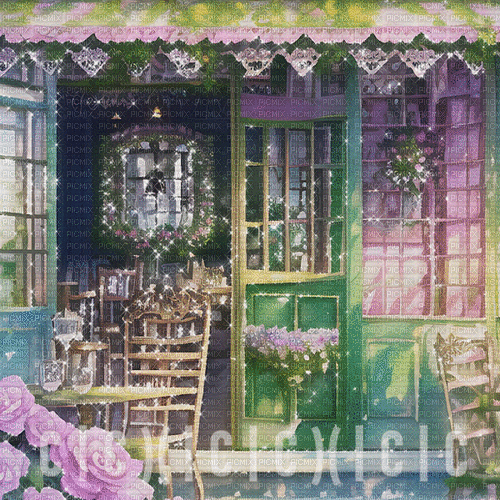 sm3 spring  chairs coffee shop glitter pink - Free animated GIF