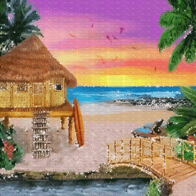 soave background animated summer tropical  beach - 無料のアニメーション GIF