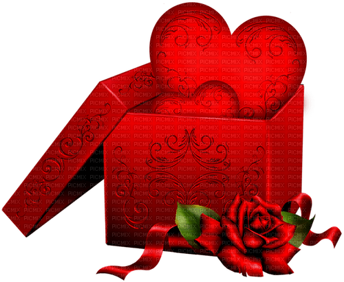 Box.Hearts.Ribbon.Rose.Red - ücretsiz png
