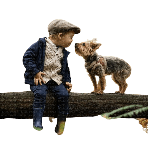 Petit garçon avec son chien - darmowe png