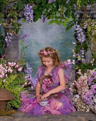 image encre couleur effet fille anniversaire fleurs edited by me - Free PNG