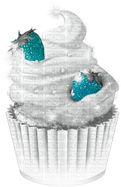 soave deco strawberry cup cake black white teal - Free PNG