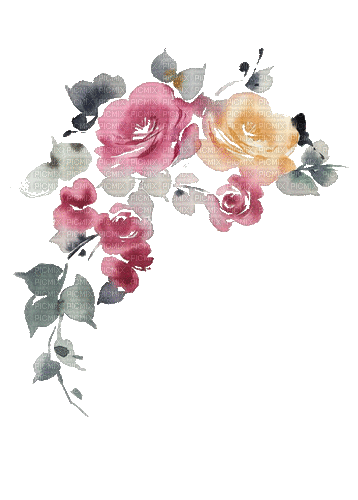 watercolor flowers roses summer - GIF animé gratuit
