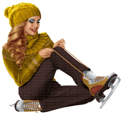 Winter. Woman with skates. Leila - бесплатно png