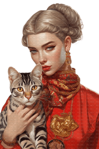 Женщина с котом - bezmaksas png