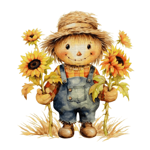 autumn, sunflowers, deco - Free PNG