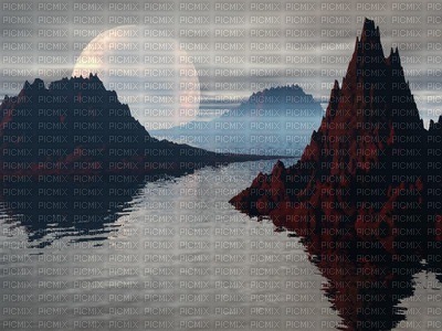 Fantasy Water & Moon Scenery - фрее пнг
