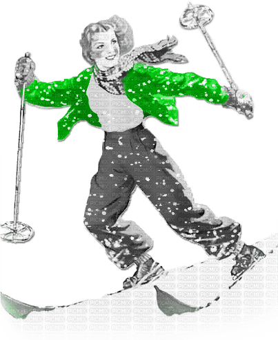 soave woman vintage winter christmas ski sport - besplatni png