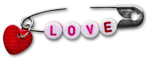 Love.Text.Beads.Heart.Pin.Silver.White.Pink.Red - PNG gratuit