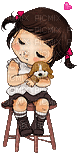 Little Girl & Puppy - GIF animé gratuit