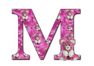 Kaz_Creations Alphabets Pink Teddy Letter M - δωρεάν png