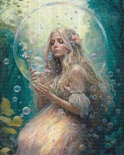 fantasy girl with bubbles by papuzzetto - ücretsiz png