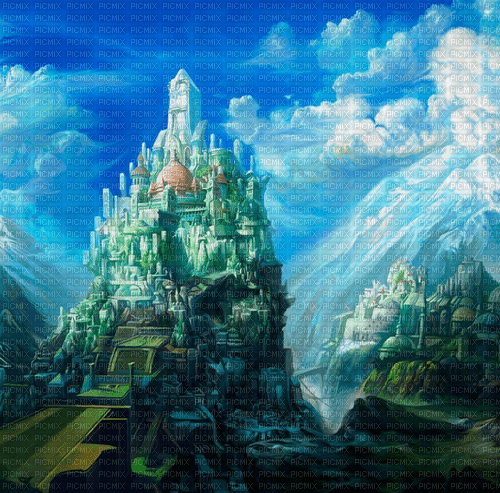 Rena blue Fantasy Hintergrund Castle - фрее пнг