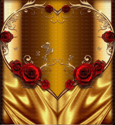 Frame Gold Red Heart - png gratis