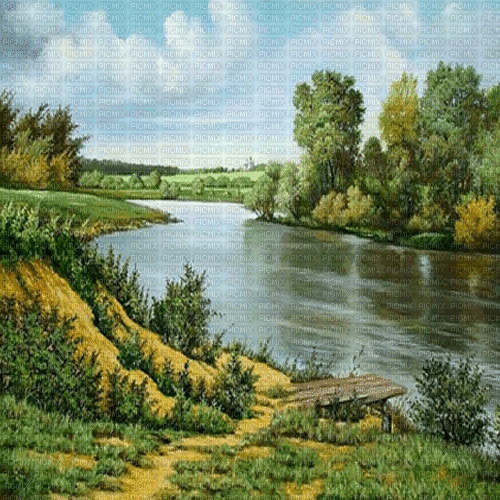 fondo  rio i paisage animado dubravka4 - 免费动画 GIF