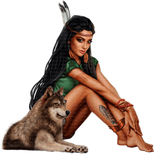 Indianer women. Native Indian women. Wolf. Leila - 免费PNG
