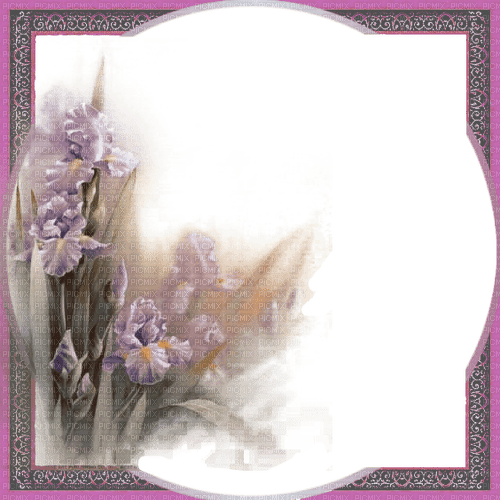 Mauve.Cadre.Frame.Iris.Fleurs.Victoriabea - PNG gratuit