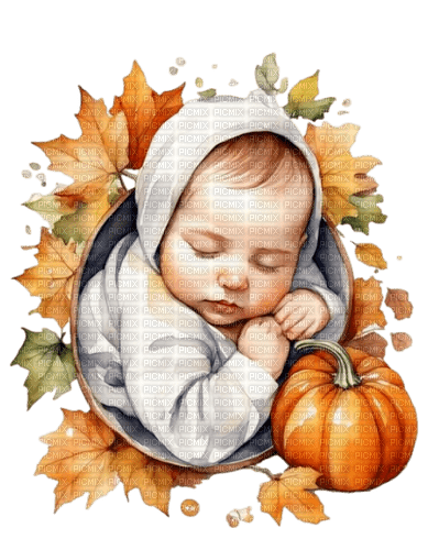 Watercolor - Autumn - Baby - png ฟรี