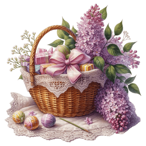 Lilac Spring Basket - zdarma png