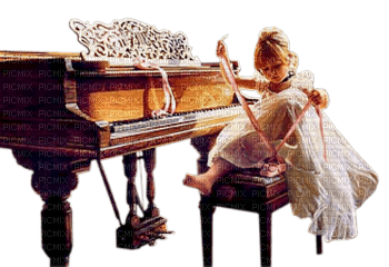 Kaz_Creations Baby Enfant Child Girl Piano - png grátis