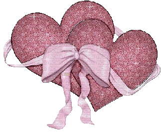 Two Pink Hearts tied with Ribbon - Free animated GIF