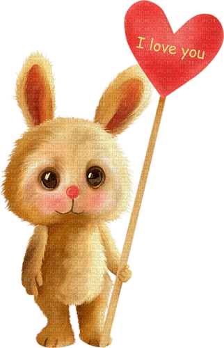 Conejo y corazón - PNG gratuit