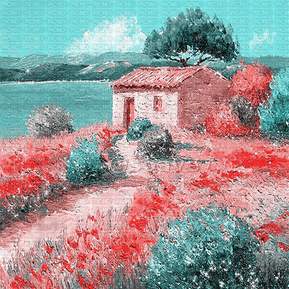 soave background animated   field pink teal - GIF animé gratuit