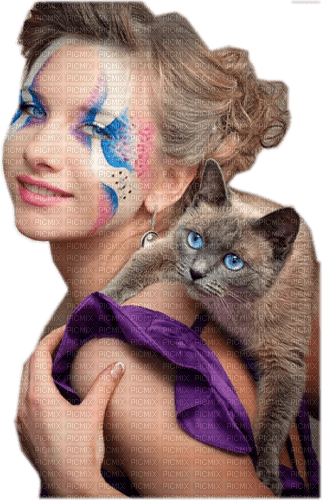 dolceluna woman pink purple cat spring - png gratis