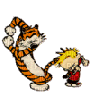 Calvin and Hobbes dance - Бесплатный анимированный гифка