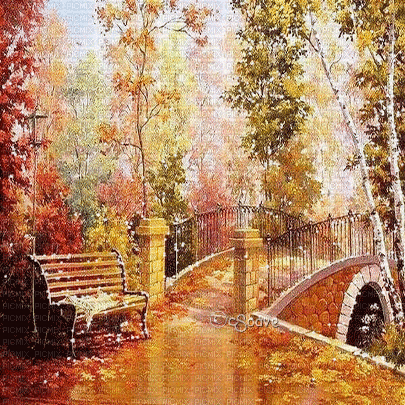 soave background animated autumn forest bridge - Δωρεάν κινούμενο GIF