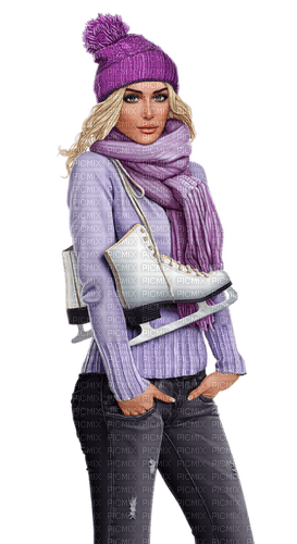 Winter. Woman. Ice skates - Free PNG