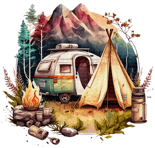 Camping - Watercolor - безплатен png
