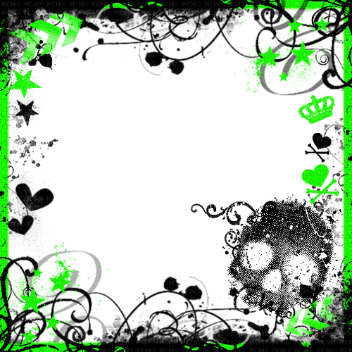 Emo Skull Frame Green - png grátis