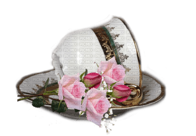Floral Teacup with Pink Roses - gratis png