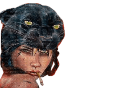 woman with panther bp - png ฟรี