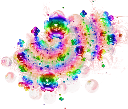 Flowers.Jewels.Bubbles.Glitter.Rainbow - PNG gratuit