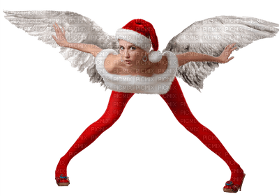 Kaz_Creations Woman Femme Red Christmas Noel Angel - Free PNG