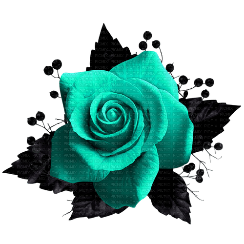 Gothic.Rose.Black.Teal - ilmainen png