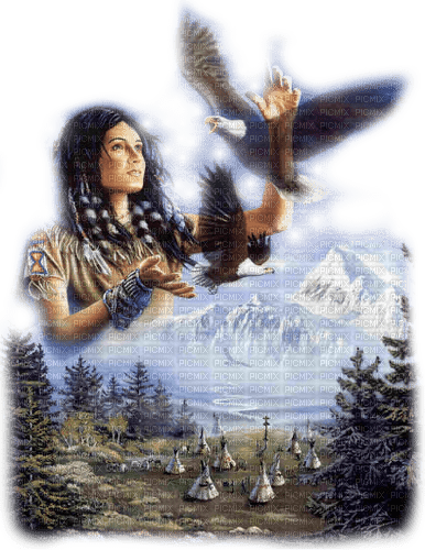 amerindienne femme aigle woman indian eagle - PNG gratuit