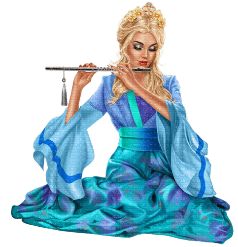Woman with a whistle. Blue dress. Leila - 免费PNG